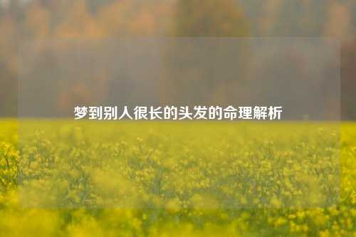 梦到别人很长的头发的命理解析